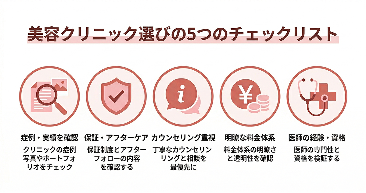 クリニック選び5つのチェックポイント図解
